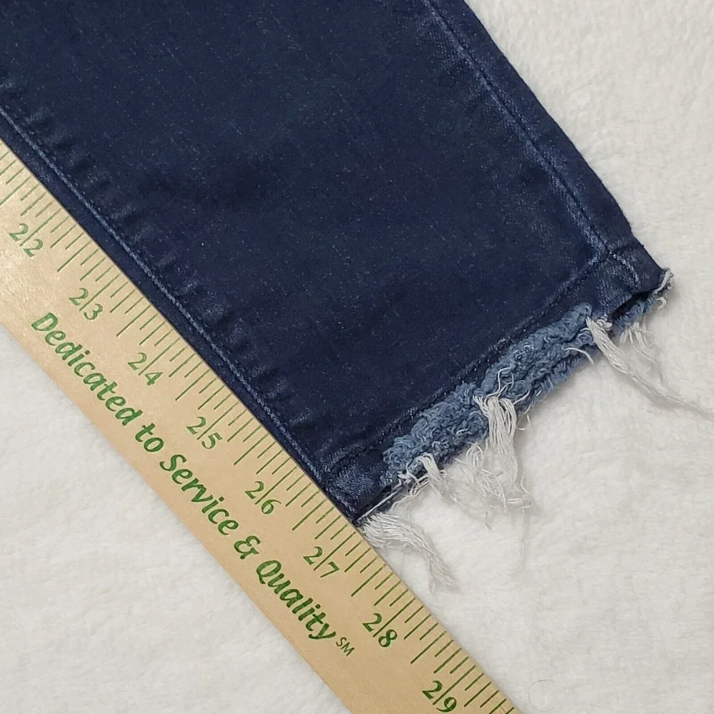 KanCan Moto Ankle Skinny Denim Jeans Women's Sz 27 Frayed Hem Dark Wash Distress - Picture 10 of 10